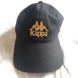 Kappa Logo Embroidered Baseball Cap Black and Gold
